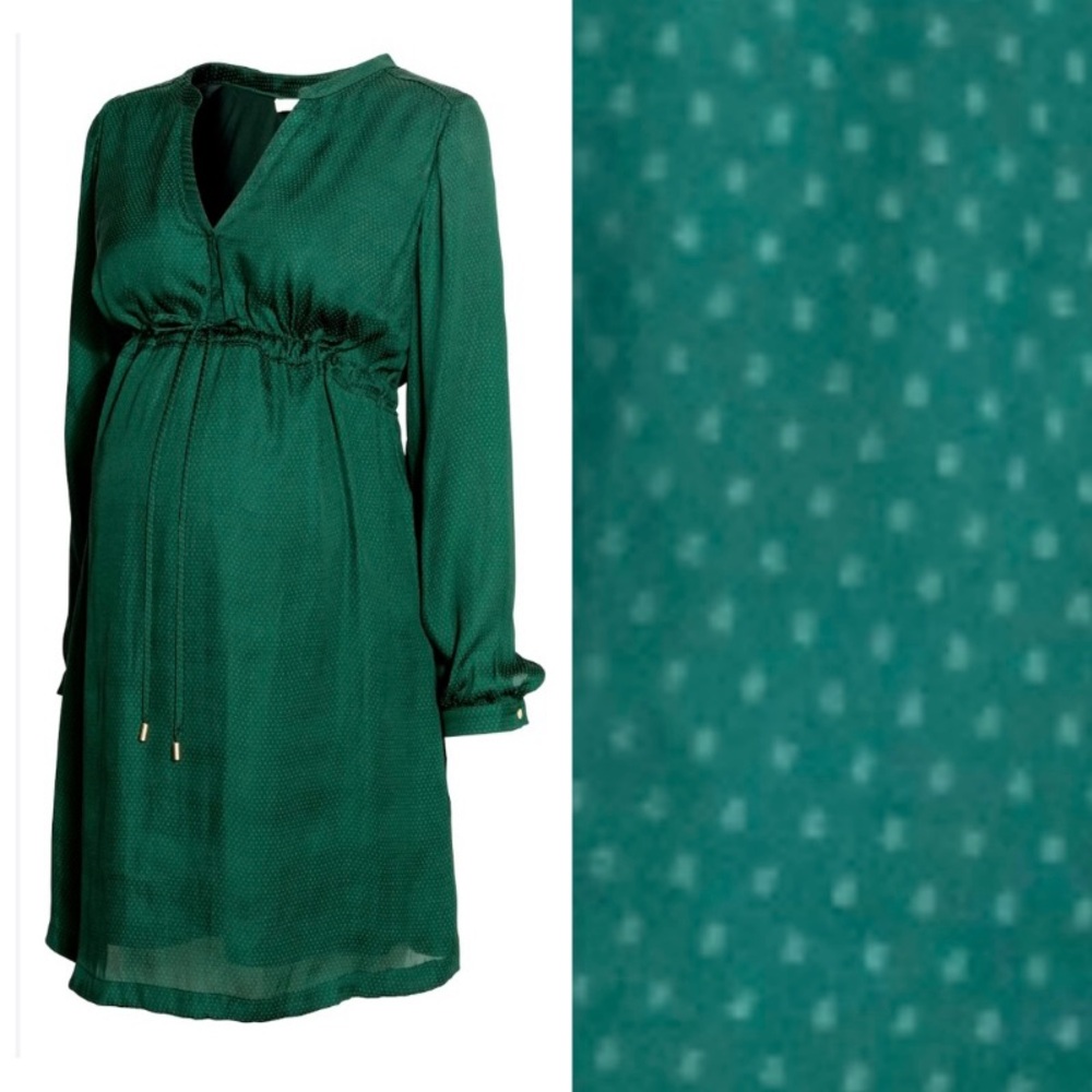 H&M Mama Maternity Tunic Dress polka dot Green Women’s Size S